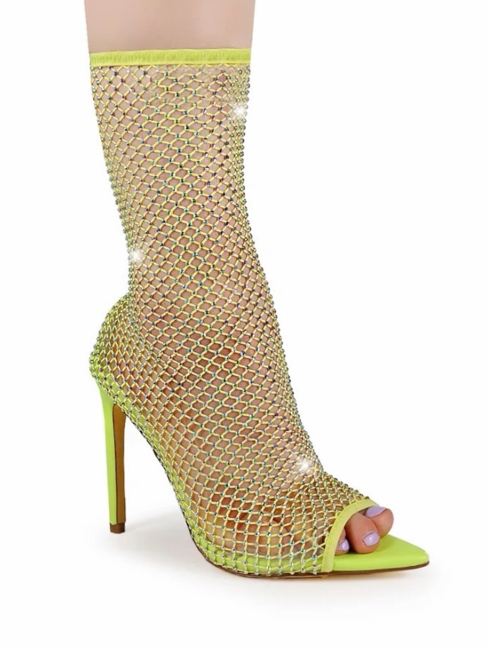 Laurent-89 Lime Mesh 4” Heels Open Toe by Liliana Size 10